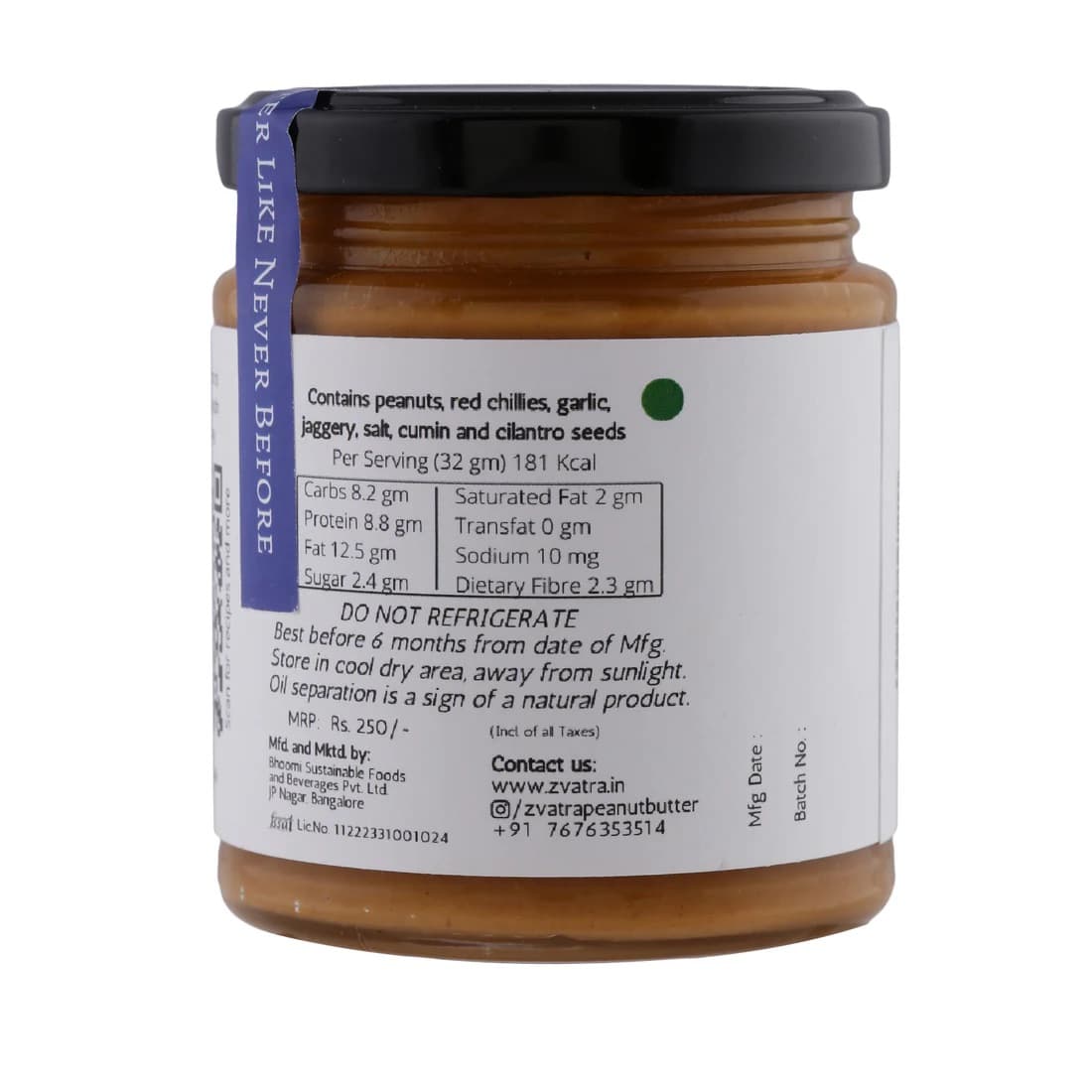 Spicy Chilli Garlic, Smooth- Peanut Butte