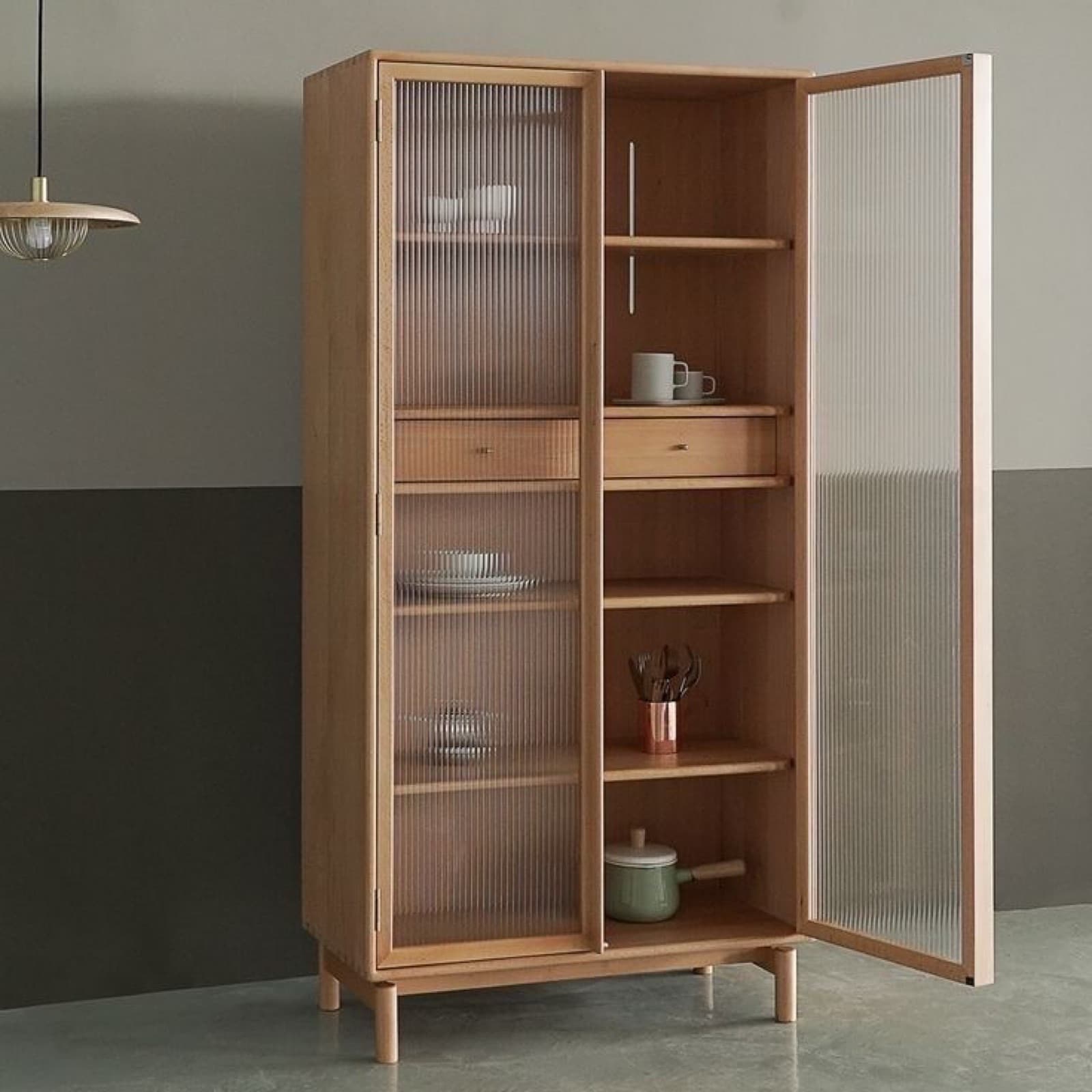Fluted double door cabinet